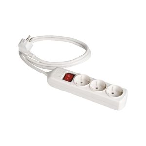 Base multiple 3 tomas con interruptor con cable 3x1.5mm2 1.5 metros